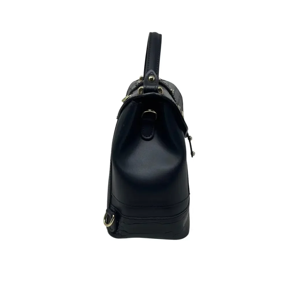 House of Harlow 1960 Black Leather Crystal Stud Backpack Shoulder Top Handle Bag